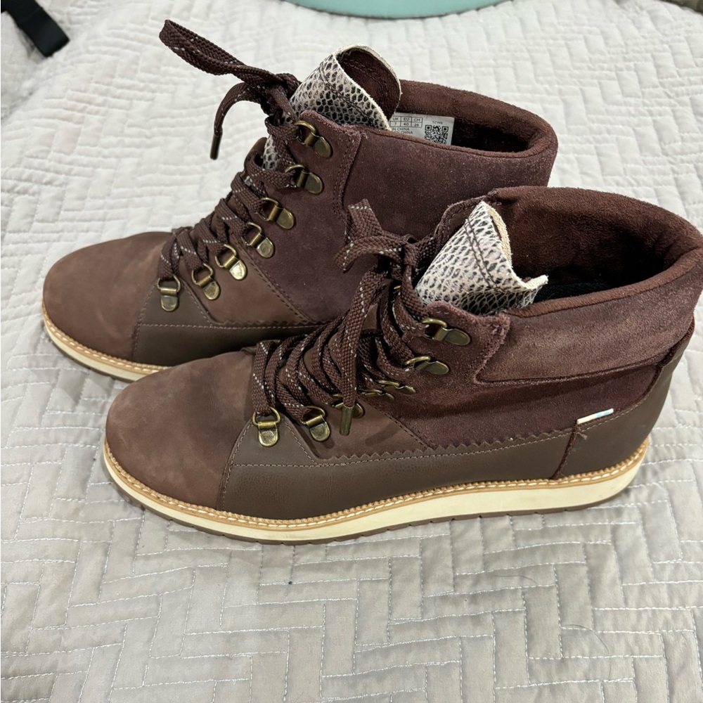 TOMS Womens Mesa Lace Up Casual Boots - Brown
